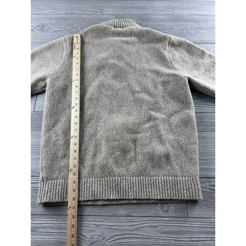 LL Bean Lambswool Henley Sweater Mens XL Tall Oatmeal Heather Mock Neck 285175